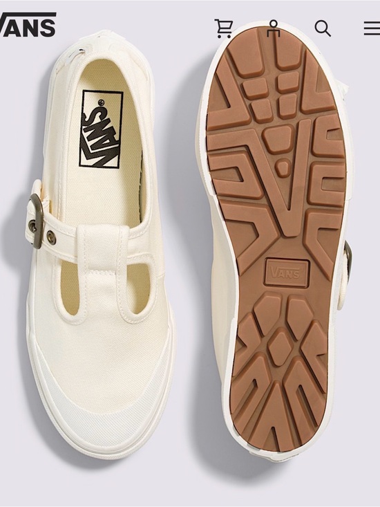 Vans Shoes - Vans Cream Canvas Mary Jane Loafers with Gum Sole